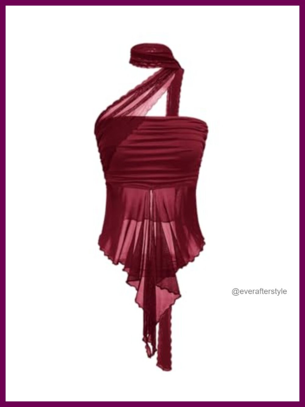 Women's Mesh Scarf Halter Top Asymmetrical Ruffle Crop Tank Y2K Party